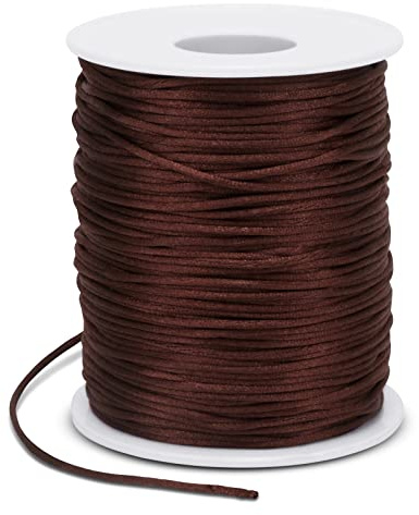 LEREATI Filo Nylon per Braccialetti 1.5mm x 100m Cordoncino Natalizio Cordone di Raso, Cordino per Borse Uncinetto, la Creazione di Gioielli, Fai da Te, Collane, Perline (Caffè Chiaro)