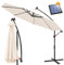 Ansobea 350 cm Parasol de jardin exterieur avec éclairage Solaire LED, Parasol Déporté en Aluminium avec Protection UV, pour Jardin, terrasse, Balcon (Beige)