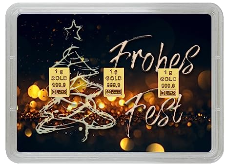Goldstücke24 - Geschenk zu Weihnachten Frohes Fest - Goldbarren 3g - Tolle Geschenkidee - Echtheitsgarantie