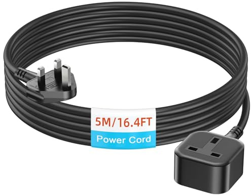 1 Way Gang Extension Lead 5M, 13 AMP Single Socket Extension Lead, HITRENDS UK 3 Pin Plug Power Strip(13A,3250W Max), Sturdy Plug Extension for Travel, Home, Office, Black