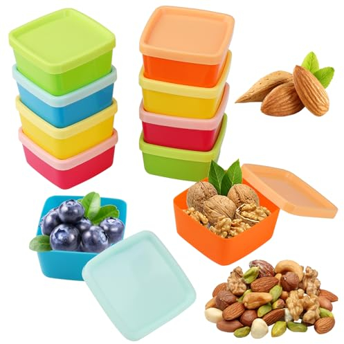 XWCHASA Juego de 10 recipientes pequeños de plástico para congelación, cajas de almacenamiento con tapa, mini almacenamiento, para salsas y especias