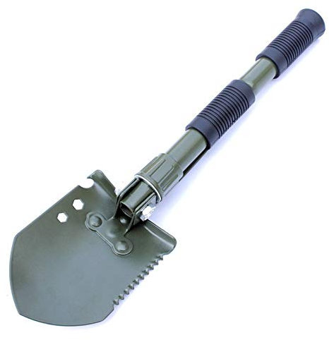 Topyond Camping Shovel, Compact Portable Double Handle Shovel for Hiking, Driving, And Hunting, Carbon Steel Folding Shovel, Multifunctional Tool for Emergency and Gardening Use, Garden Spade