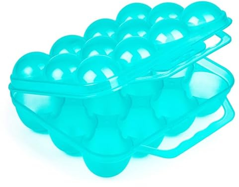 Confezione da 12 portauovo in plastica con manico, turchese, dimensioni 19,5 x 18 x 7 cm