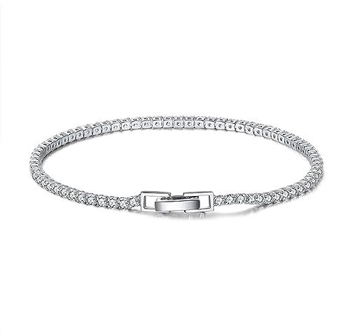 Mesnt Silberne Armbander Für Frauen, 925 Silber Elegantes CZ-Tennisarmband für Frauen Silber, Länge 16.5cm