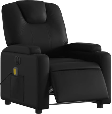 vidaXL Massagesessel, Sessel Elektrisch, Relaxsessel mit Liegefunktion Vibrationsfunktion, Fernsehsessel Liegesessel für Wohnzimmer, Schwarz Kunstleder