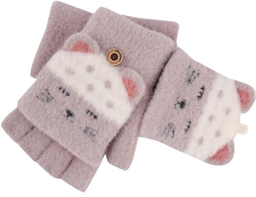 Elastiska flip-topp stickade handskar fingerlösa barn design bekväma tjocka halva andningsbara fingervantar handskar, 3, Bomull, Ingen ädelsten