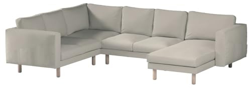 Dekoria Ersättning för överdrag för Norsborg, 5-sitsig hörnsoffa med recamiere-soffa, lämplig för modell Nikkala, beige
