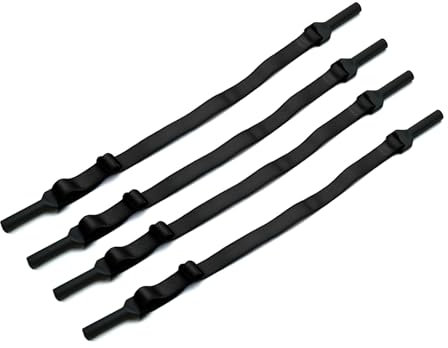 Verstellbares Brillenband, dehnbarer Stoff, kein Schwanz, Brillen-Halteband, verstellbare Sport-Sonnenbrillen- und Brillen-Halter, Seil, Brillenhalter, 4 Stück, Schwarz, Einheitsgröße