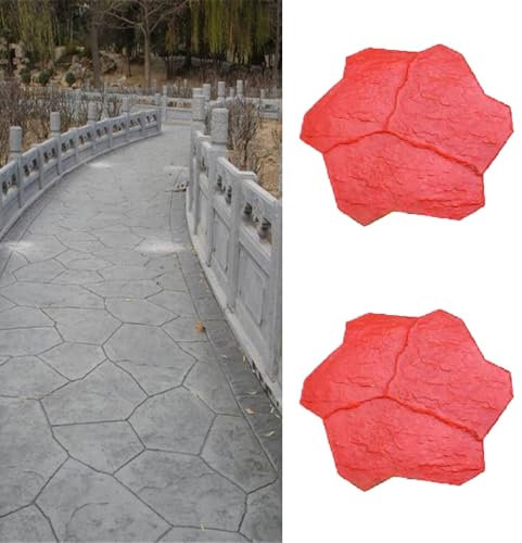 UrbanUp Molde Piedra 2 Uds. Estera de Textura de Hormigón con Flores de Piedra Natural, Moldes de Hormigón para Suelos Decorativos para Cemento, Sellos de Hormigón de Durabilidad Flexible.
