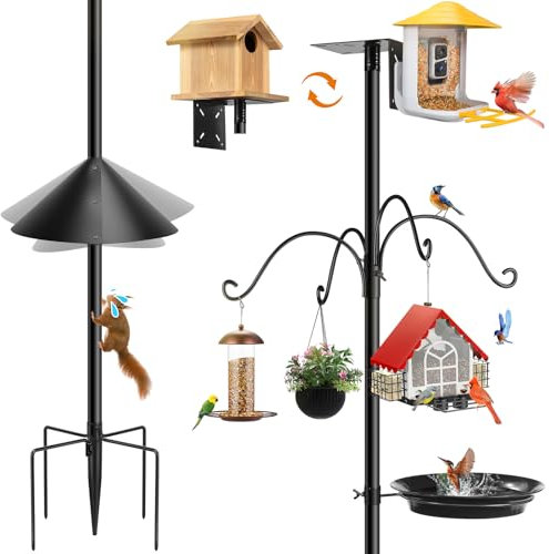 234 cm Freien Vogelfutterstation Ständer, Vogelfutter Station, Verstellbarer Robuster Metallsockel Mit 5 Zinken, Terrasse, Gartendekoration (Ohne Vogelhaus) Vogelfütterungsstation-Kit