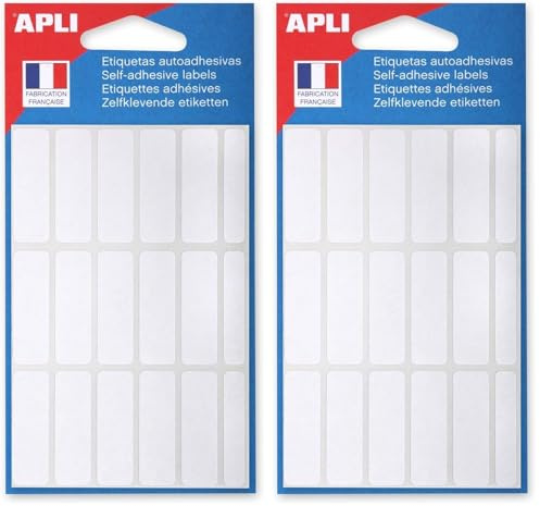 APLI 111944 - Pochette de 105 étiquettes blanches 12x38 mm (Lot de 2)