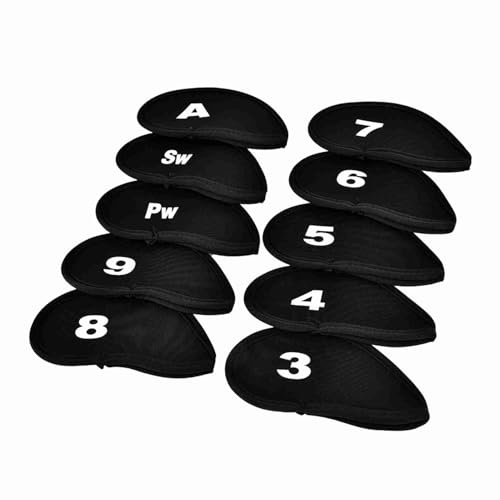 Golfschläger-Abdeckung, 10 Stück, Neopren, Golf-Eisen-Schläger-Queue-Kopf-Schutzhülle mit Zahlen, Buchstaben, Golf-Zubehör, passend für die meisten Schläger