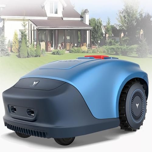 FJYAWEN Robot Cortacésped Inalámbrico Periférico 1000 M², Robot Cortacésped con Planificación De Rutas GPS, Altura 20-55 Mm, Ancho De Corte 18 Cm, Inclinación 30%, Carga Automática