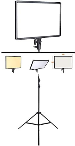 Bundle of Rollei Lumis LED Panel Bi-Colour + Rollei Lampenstativ 200 cm. Studio-Lampenstativ für LED-Dauerleuchten,Blitz-Geräten und sonstigem Zubehör mit Spigot Anschluss., 28531