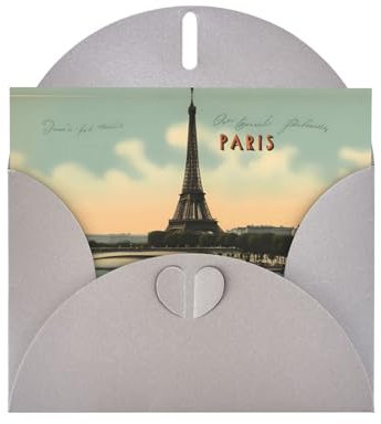 Gray WHJDPP Paris Vintage-Postkarten-Druck-Grußkarte – hochwertiges Perlglanz-Papier mit Perlglanz und schillerndem Funkel-Effekt