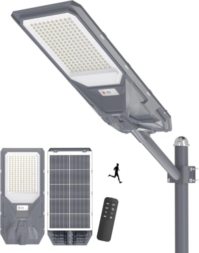 Gefolly SL-4600W Solar Straßenlaterne mit Fernbedienung, 6500K Strahler Außen mit Bewegungsmelder, IP67 Solarlampen Wegeleuchte im Freien für Gärten Garage