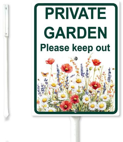 Geroclonup Private Garden Please Keep Out Cartello da cortile con paletto, 20 x 30 cm, robusto alluminio antiruggine, decorazione per prato esterno per giardino, porta d'ingresso, uso esterno, facile