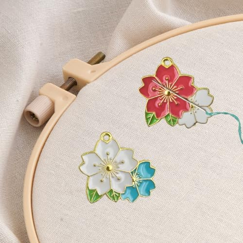 Flower Series Needle Minder Magne, Needle Minder Magnet, Söta Nålhållare, Korsstygn Broderi Handarbete Tillbehör (Sakura)