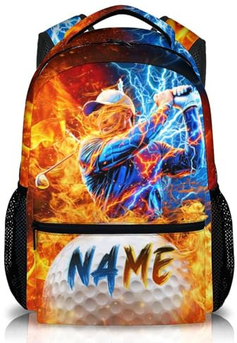 GiftRomance Personalised Boys Backpack – Custom Golf Sports Rucksack with Name for School – 17 Inch Lightweight Bag for Kids Aged 5–12