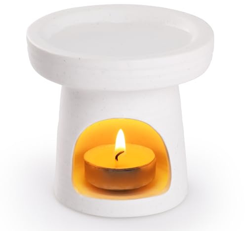 Bighan Bruciatori di Olio Essenziale in Ceramica Brucia Essenze Lampade Aromaterapia Decorazioni per la Camera da Letto, Diffusori Candle, Bianco