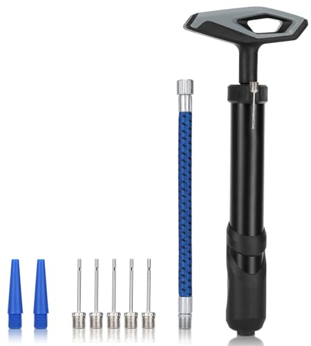Alyvisun Pompa per Palloni con Manico, Kit Pompa Palloni Portatile, Pompa Palloncini con Ago e Tubo di Estensione per Basket, Pallavolo, Pallone, Tubo in Lega di Alluminio Durevole