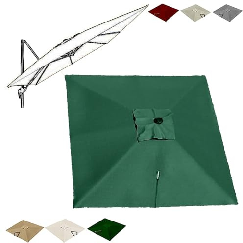 IMUNKT 3x3m Telo Di Ricambio Per Ombrellone A Sbalzo Copertura Di Ricambio Per Ombrellone Da Giardino Quadrato Tessuto Per Ombrellone 8 Stecche(Green,4x3m (13x9.8ft))