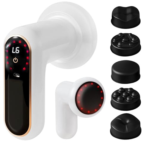 Appareil de massage électrique anti-cellulite et anti-lipœdème avec 5 têtes de massage pour le drainage lymphatique et le massage corporel. offre 6 niveaux d'intensité et 3 modes. Couleur : blanc