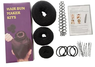 OUNONA Professionelles Haarstyling mit Haar dutt coils Fischgrätenzopf hilfe U clip und Haargummis für Zuhause Friseure und Styling einsteiger Vielseitiges Dutt Flechtwerkzeug Schwarz