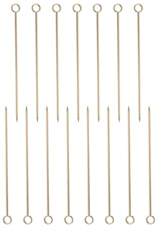 QUARKZMAN 15 Piezas De Palillos De Acero Inoxidable 4.25 Pulgadas Palillos | De Longitud, De Metal Reutilizables, Pinchos Para Martini, Para Cóctel, Para Fruta, Aperitivos, Con Anillo Dorado