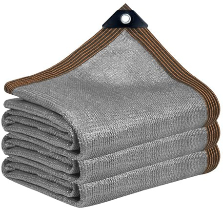 QOFLY Rete Ombreggiante per Giardino, 3x3m Grigio Rete Ombreggiante con Occhielli 90% Resistente ai Raggi UV per Giardino, Pianta, Serra, Fienile, Cortile Esterno