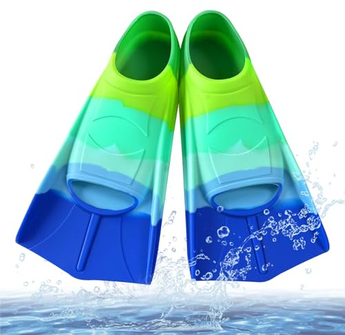 Schwimmflossen Kinder,100% Silikon Kurzflossen,Training Flossen Schwimmflossen für Kinder Erwachsene Schwimmtraining, Freiwassertraining, Schnorcheln