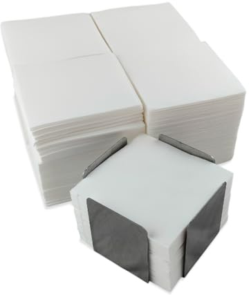 Lot de 300 serviettes cocktail en papier blanc + porte-serviettes de table en acier inoxydable - Texture micro-point - Plus épaisses et absorbantes - 10 x 10 cm pliées - Hostelnovo