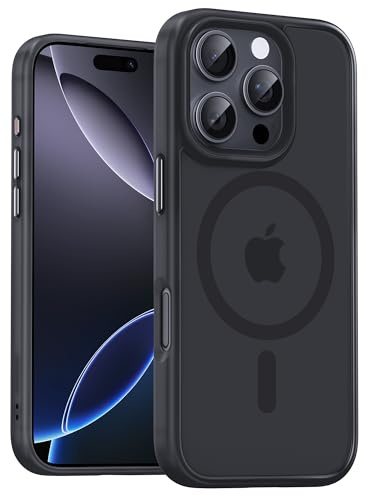 UNBREAKcable für iPhone 16 Pro Hülle für MagSafe, Vollständiger Kameraschutz, Eingebauter Magnetring, Stoßfest Kratzfest Transluzente Matt Handyhülle für iPhone 16 Pro Case 6,3 Zoll, Schwarz