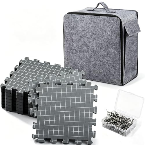 Lot de 9 Tapis de Blocage Tricot,Planche de Blocage Crochet avec Grille