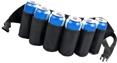 Xjdzineq Oxford Belt, Carrier Waist Pack, Drink Holder with Hidden Pocket Drinking Accessories Holds 6 Cans or Bottles Drink Can Holder