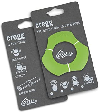 cregg Grün - Eierköpfer 3-in-1 - Eieröffner & Eierbecher in einem | Eierschalenöffner, Eierbecher & Serviettenring - Ei Öffner & witziges Küchen Gadget - Made in Germany