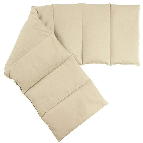 Coussin aux grains d'épeautre compartimenté en huit XXL - 75x20 cm - Tissu biologique nature- Coussin bouillotte sèche - Compresse froide