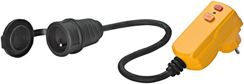 Brennenstuhl Rallonge électrique avec fiche différentielle 10mA et prise de courant (0,5m de câble noir, utilisation en extérieur, fabriquée en France)