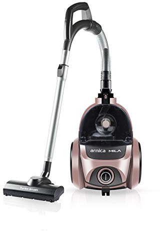 arnica Mila - Beutelloser Staubsauger - 750W - leise 74dBA - Cyclone Max Technologie - HEPA13 Filter - Allergiker geeignet - 2,5L Staubbehälter - Turbo Bürste - Patentiertes Teleskoprohr - 6m Kabel