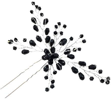 Lurrose novia boda elegante horquilla cristal estrás horquillas horquillas clips pelo joyas para mujeres niña negro