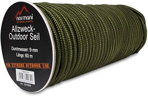 Allzweck-Outdoor-Seil, 9 mm x 60 Meter Oliv 60 m
