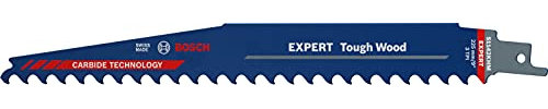 Bosch 3x EXPERT Tough Wood S1142KHM Säbelsägeblatt (für Bauholz, Druckimprägniertes Holz, Länge 225 mm, Professional Zubehör Säbelsäge)
