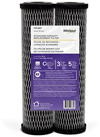 Whirlpool 5-Micron 10 x 2.5 inch CTO Replacement Water Filter WHKF-WHWC, Carbon Wrap Cartridge Reduces Chlorine Taste & Odor, NSF Certified for Whole House Sediment and Drinking Filtration System