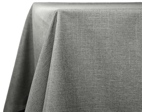 Decomira Tischdecke wasserabweisend Leinen-Optik - Fleckschutz, abwaschbar - Garten-Tischdecke Outdoor, Tischtuch Esstisch - Dunkelgrau - 110x140 cm