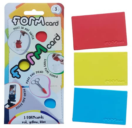 Formcard 3 Stück handlicher, formbarer Bio-Kunststoff für die Herstellung und Reparatur (rot, gelb, blau)