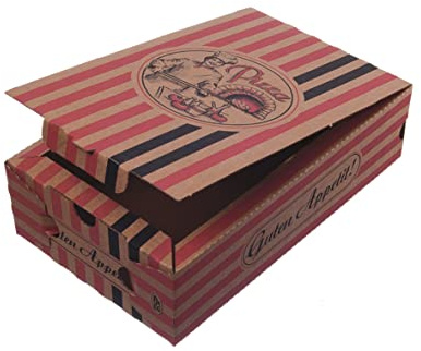 Pro DP 100 Pizza Calzone Pizzakartons Calzoneboxen Calzonekartons M 27x16x7cm mit Neutralmotiv braun gestreift