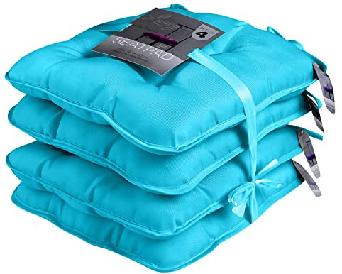 GC GAVENO CAVAILIA Seat Cushions Set of 4 With Strap Ties, Teal