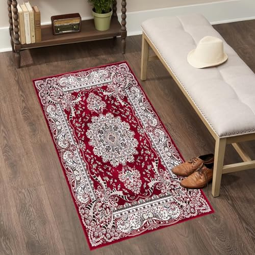 renoazul® Soft Pile Turkish Door Matts Indoor Large - Rada Red Rug - 80 x 150 cm - Washable Large Door Mat, Kitchen Rug Runner and Doormats Inside