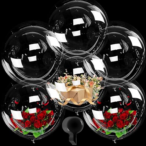 YOUYIKE 6 Palloncini Bolla Trasparenti, 36 Pollici Balloons Bobo per Compleanno, Matrimonio, Battesimo, Laurea, Natale, Festa, Carnevale (90 cm)
