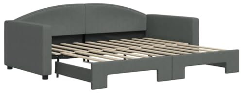 vidaXL Tagesbett, Sofabett Ausziehbar, Gästebett Schlafsofa für Schlafzimmer Wohnzimmer, Ausziehbett Sofa Bettsofa, Modernes Design, Dunkelgrau 90x190cm Stoff